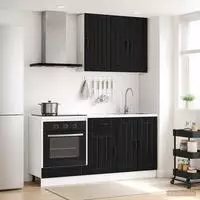 vidaXL K&uuml;cheneinheit LUCCA 5 stk. Schwarz Holzwerkstoff