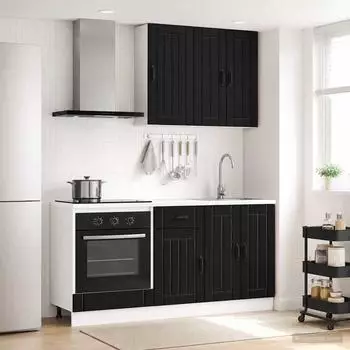 vidaXL Lucca K&uuml;cheneinheit 5-tlg., schwarz, Holzwerkstoff (3438256)