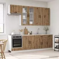 vidaXL K&uuml;cheneinheit KALMAR 8 stk. Artisan-Eiche Holzwerkstoff