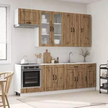 vidaXL Kalmar K&uuml;cheneinheit 8-tlg., Artisan-Eiche Holzwerkstoff