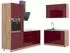 VICCO Fame-Line Winkelküche Bordeaux Hochglanz/Goldkraft Eiche 220x120cm (64993)