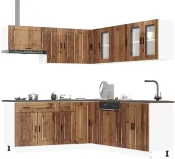 vidaXL K&uuml;chenschrank-Set Porto 11-tlg. Altholz-Optik Holzwerkstoff (3314939)