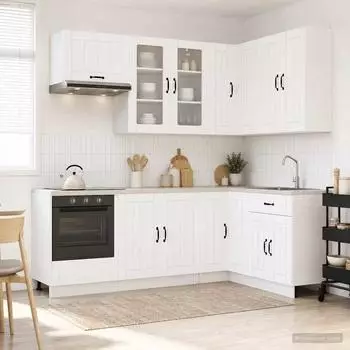 vidaXL K&uuml;cheneinheit Lucca 8-teilig, wei&szlig;, Holzwerkstoff (3438467)