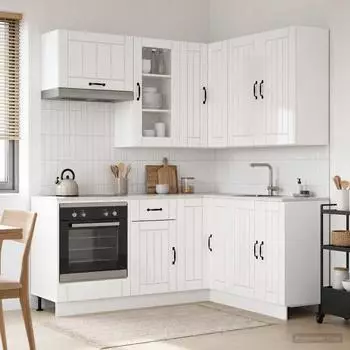 vidaXL LUCCA K&uuml;cheneinheit 8-tlg. Holzwerkstoff hochglanz wei&szlig; (3438395)