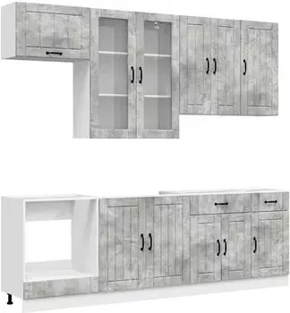 vidaXL K&uuml;cheneinheit LUCCA 8-tlg. betongrau, Holzwerkstoff (3438146)