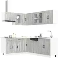 vidaXL 11-tlg. K&uuml;chenschrank-Set Kalmar Grau Sonoma Holzwerkstoff