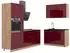 VICCO Fame-Line Winkelküche Bordeaux Hochglanz/Goldkraft Eiche 220x120cm (64991)