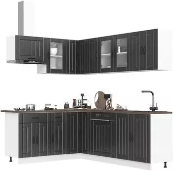 vidaXL Lucca K&uuml;chenschrank-Set 11-tlg., schwarz, Holzwerkstoff (3314892)