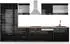 VICCO R-Line Küchenzeile 350cm mit Hochschrank, schwarz Hochglanz/weiß, AP Eiche (42765)