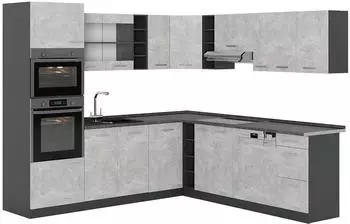 VICCO R-Line Eckk&uuml;che Beton/Anthrazit 237x247cm (54124)