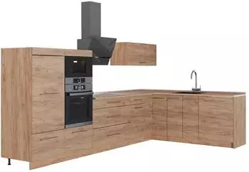 VICCO Fame-Line Eckk&uuml;che Goldkraft Eiche, 347x207cm, ohne Arbeitsplatte (63604)