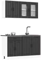 vidaXL 4-tlg. K&uuml;chenschrank-Set Lucca Schwarz Holzwerkstoff