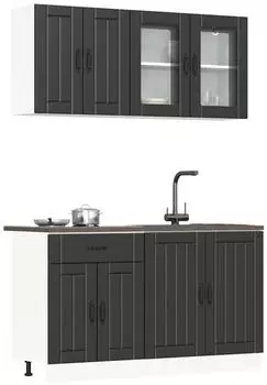 vidaXL Lucca K&uuml;chenschrank-Set 4-tlg. schwarz Holzwerkstoff (3314862)