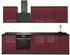 VICCO Fame-Line Küchenzeile bordeaux Hochglanz/anthrazit 280cm ohne Arbeitsplatte (64175)
