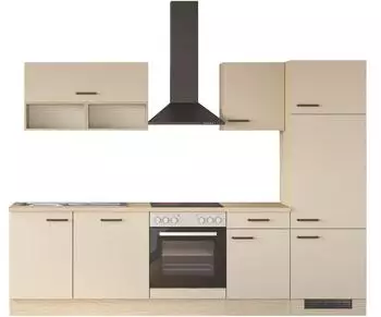 Flex-Well Creso K&uuml;chenzeile 280cm, Front Cashmere matt, Korpus Provence Oak