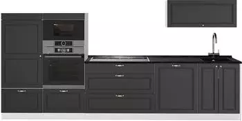 VICCO Fame-Line K&uuml;chenzeile Anthrazit-Gold Landhaus/Wei&szlig; 340cm (64524)