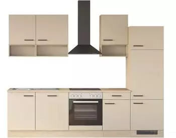 Flex-Well Creso K&uuml;che 280cm, Front cashmere matt, Korpus Provence Oak