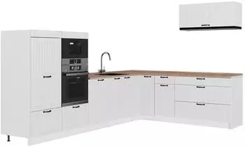 VICCO Fame-Line Eckk&uuml;che wei&szlig; Landhaus/wei&szlig;, 327x227cm, AP Eiche (64441)