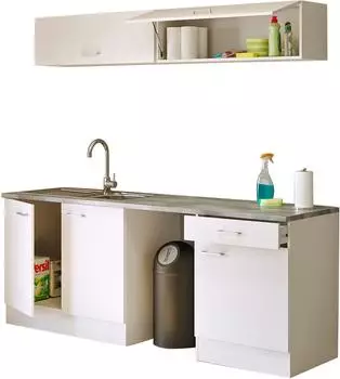 Flex-Well Lucca K&uuml;chenzeile 6-teilig, wei&szlig;, 210cm (LUCCA)