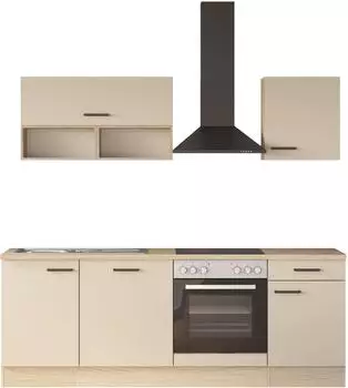 Flex-Well Creso K&uuml;che 220cm, Front cashmere matt, Korpus Provence Oak