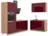 VICCO Fame-Line Winkelküche Bordeaux Hochglanz/Goldkraft Eiche 220x120cm ohne Arbeitsplatte (64994)
