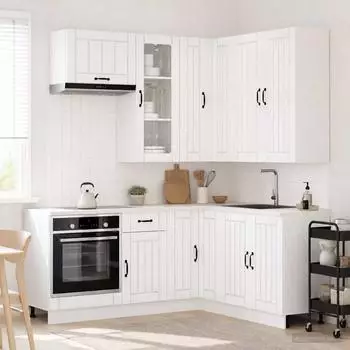 vidaXL LUCCA K&uuml;cheneinheit 8-tlg., Hochglanz wei&szlig;, Holzwerkstoff (3438405)