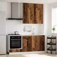vidaXL K&uuml;cheneinheit LYON 5 stk. Altholz Holzwerkstoff