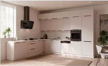 K&uuml;chenpreis-Bombe COMO XL Winkelk&uuml;che 290x350cm, Kaschmir beige + wei&szlig; matt
