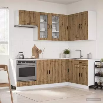 vidaXL Porto K&uuml;cheneinheit 8-tlg., Artisan-Eiche, Holzwerkstoff
