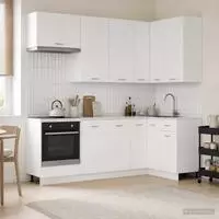 vidaXL K&uuml;cheneinheit LYON 8 stk. Wei&szlig; Holzwerkstoff