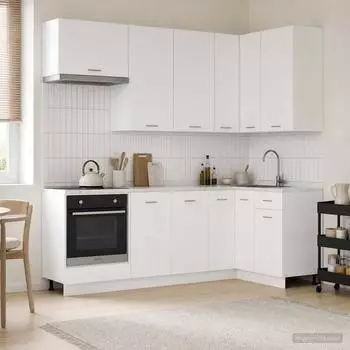vidaXL LYON K&uuml;cheneinheit 8-teilig, wei&szlig;, Holzwerkstoff (3438431)