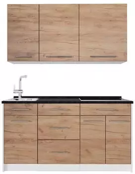 VICCO Fame-Line K&uuml;chenzeile 150cm, Goldkraft Eiche, AP Anthrazit (62970)