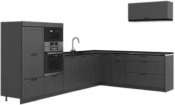 VICCO Fame-Line Eckk&uuml;che 327x227cm dunkelgrau/anthrazit (64356)