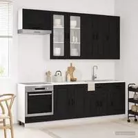 vidaXL K&uuml;cheneinheit KALMAR 8 stk. Schwarz Holzwerkstoff