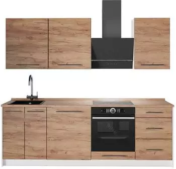 VICCO Fame-line K&uuml;chenzeile Goldkraft Eiche/wei&szlig; 230cm (62939)