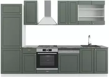 VICCO Fame-Line K&uuml;chenzeile Landhaus/wei&szlig; 300cm, anthrazit (42306)