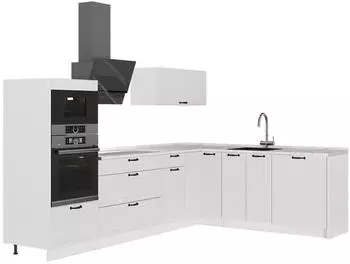 VICCO Fame-Line Eckk&uuml;che Wei&szlig; Landhaus/Wei&szlig; 287x207cm ohne Arbeitsplatte (63552)