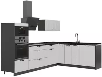 VICCO Fame-Line Eckk&uuml;che wei&szlig; Landhaus/anthrazit 287x207cm (63485)