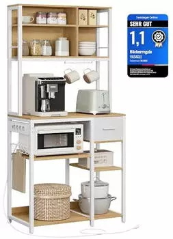 Vasagle K&uuml;chenregal Barnet Kollektion 180,4 x 40 x 80 cm goldeiche/mattwei&szlig;