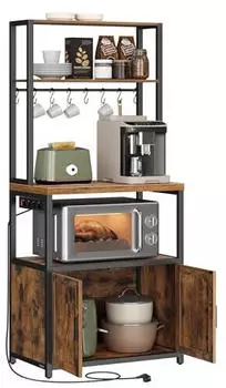 Vasagle K&uuml;chenregal Barnet Kollektion 40 x 60 x 170 cm braun/mattschwarz