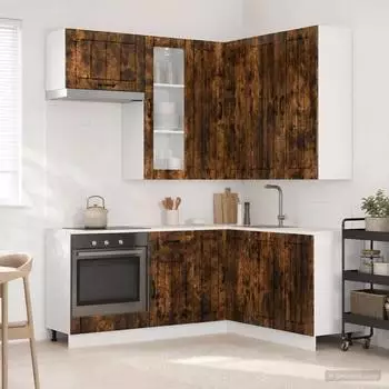 vidaXL Lucca K&uuml;cheneinheit 8-tlg., ger&auml;ucherte Eiche, Holzwerkstoff (3438406)