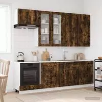 vidaXL K&uuml;cheneinheit KALMAR 8 stk. Ger&auml;ucherte Eiche Holzwerkstoff