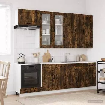 vidaXL Kalmar K&uuml;cheneinheit 8 Stk., ger&auml;ucherte Eiche, Holzwerkstoff (3438198)