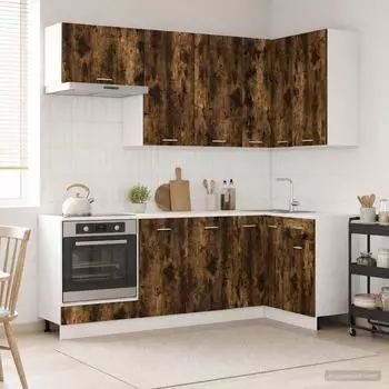 vidaXL Lyon K&uuml;cheneinheit 8-tlg., ger&auml;ucherte Eiche, Holzwerkstoff (3438435)