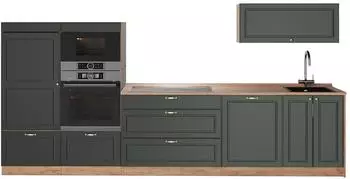 VICCO Fame-Line K&uuml;chenzeile gr&uuml;n-gold Landhaus/Goldkraft Eiche, 340cm (64513)