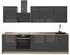 VICCO Fame-Line Küchenzeile 280cm anthrazit Hochglanz/Goldkraft Eiche ohne Arbeitsplatte (64191)