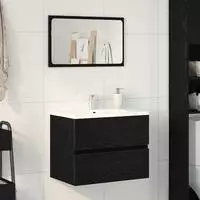 vidaXL Sp&uuml;lbeckenschrank Schwarz Eiche 60x38,5x45 cm Holzwerkstoff