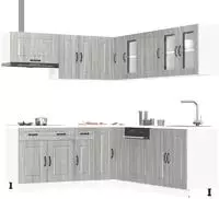 vidaXL 11-tlg. K&uuml;chenschrank-Set Kalmar Grau Sonoma Holzwerkstoff