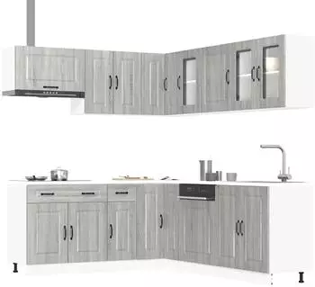 vidaXL K&uuml;chenschrank-Set Kalmar 11-tlg. grau Sonoma (3314917)