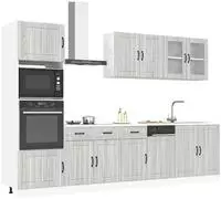 vidaXL 7-tlg. K&uuml;chenschrank-Set Kalmar Grau Sonoma Holzwerkstoff